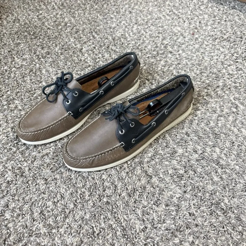 Sperry Authentic Original Two-Eye Boat Shoes Brown Black Men's 13 M Preppy